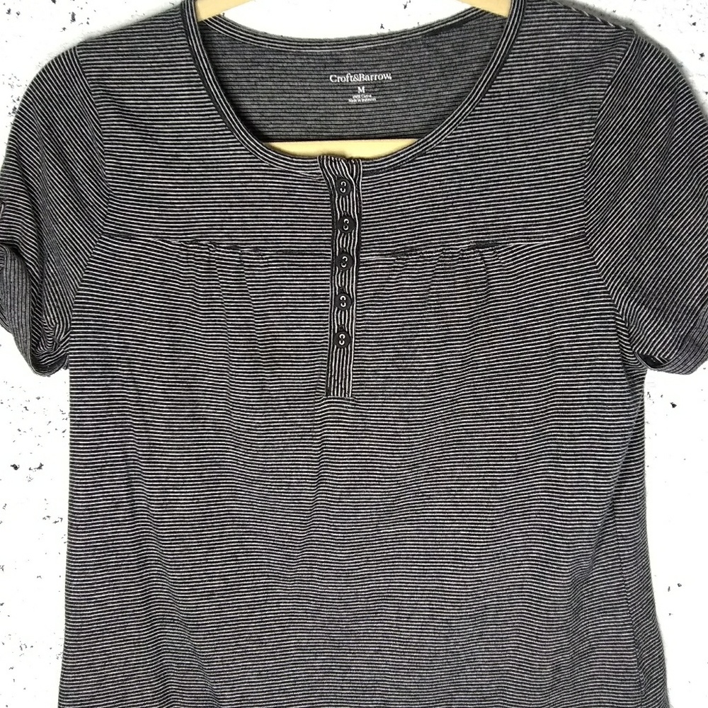 Croft & Barrow Medium Striped Button Up Top Blouse